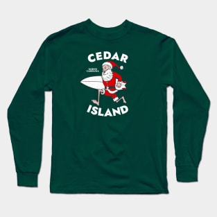 Cedar Island, NC Christmas Vacationing Skiing Santa Long Sleeve T-Shirt